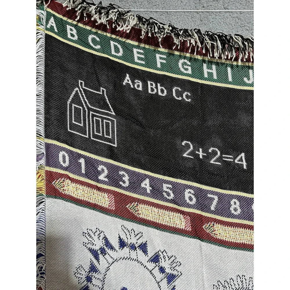 Vintage American Weavers Tapestry Jacquard Throw Elementary School Children‎